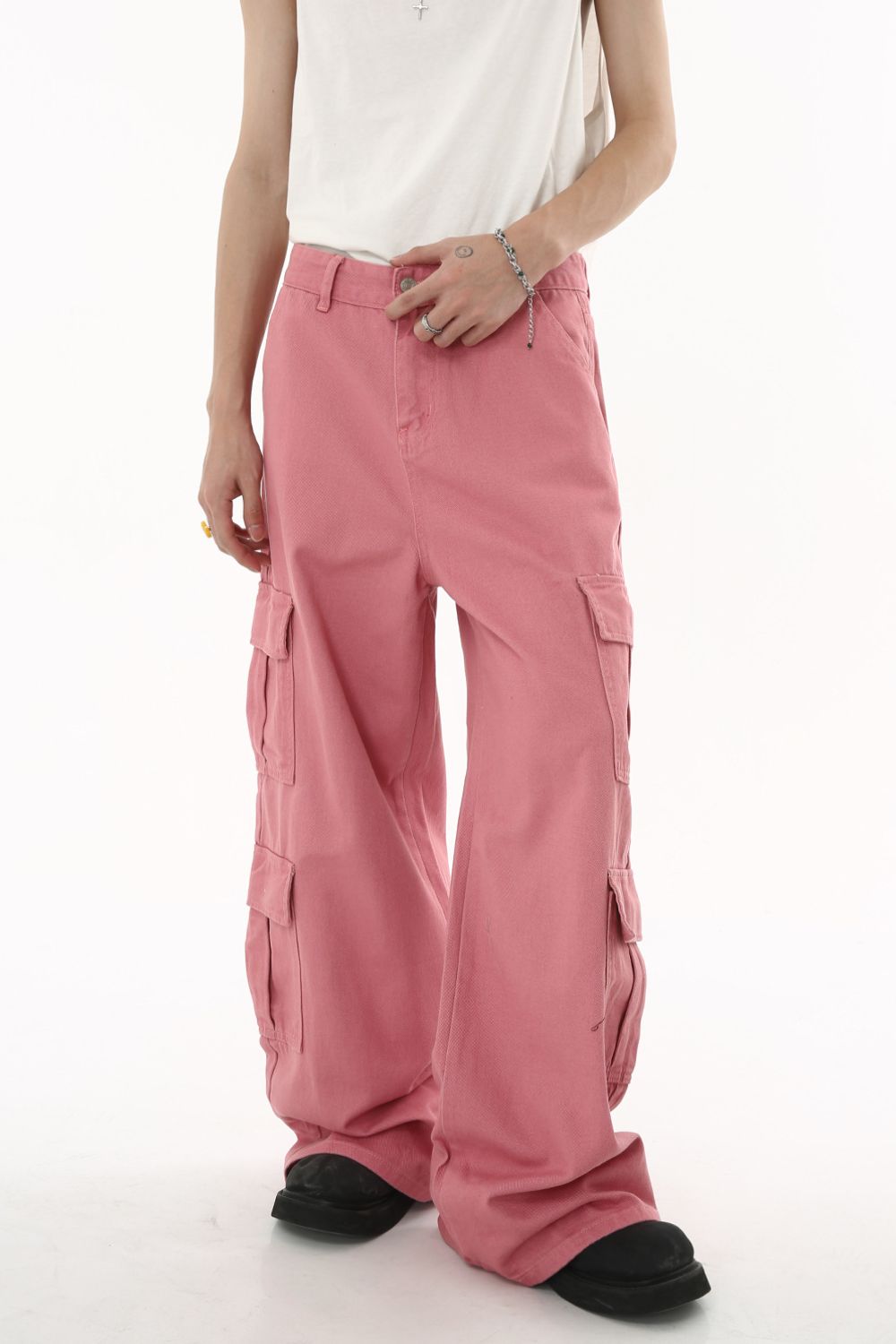 Buy Wide Leg Cargo Jeans by Faz