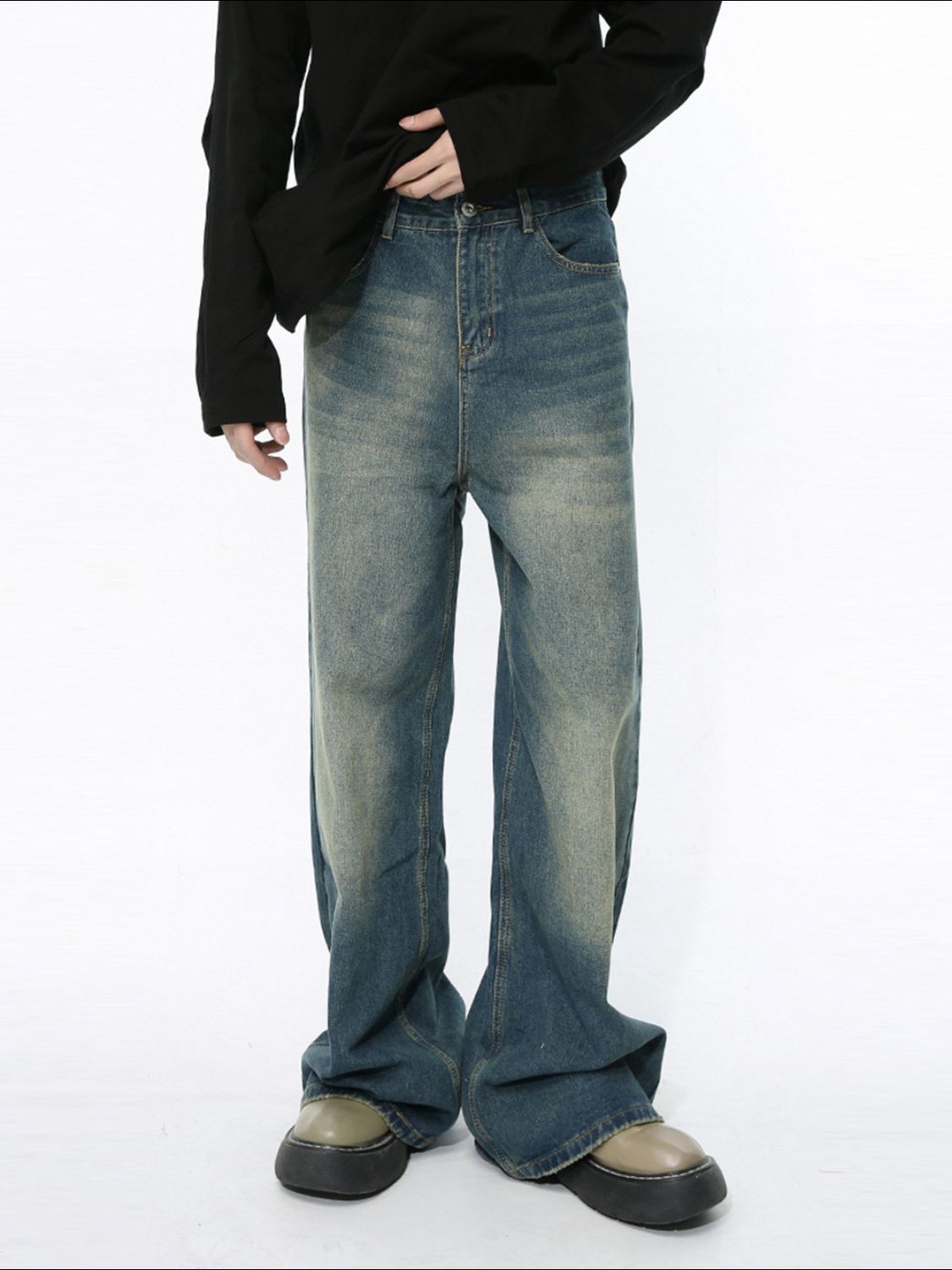 Buy Wide Leg Jeans with Pockets by Faz