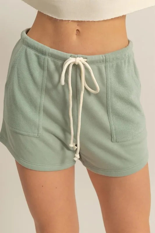 Drawstring Mid Waist Shorts