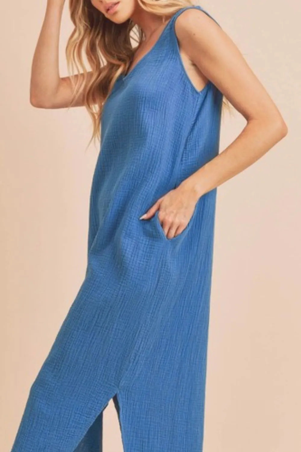 Buy Round Neck Midi Tank Dress with Pockets by Faz