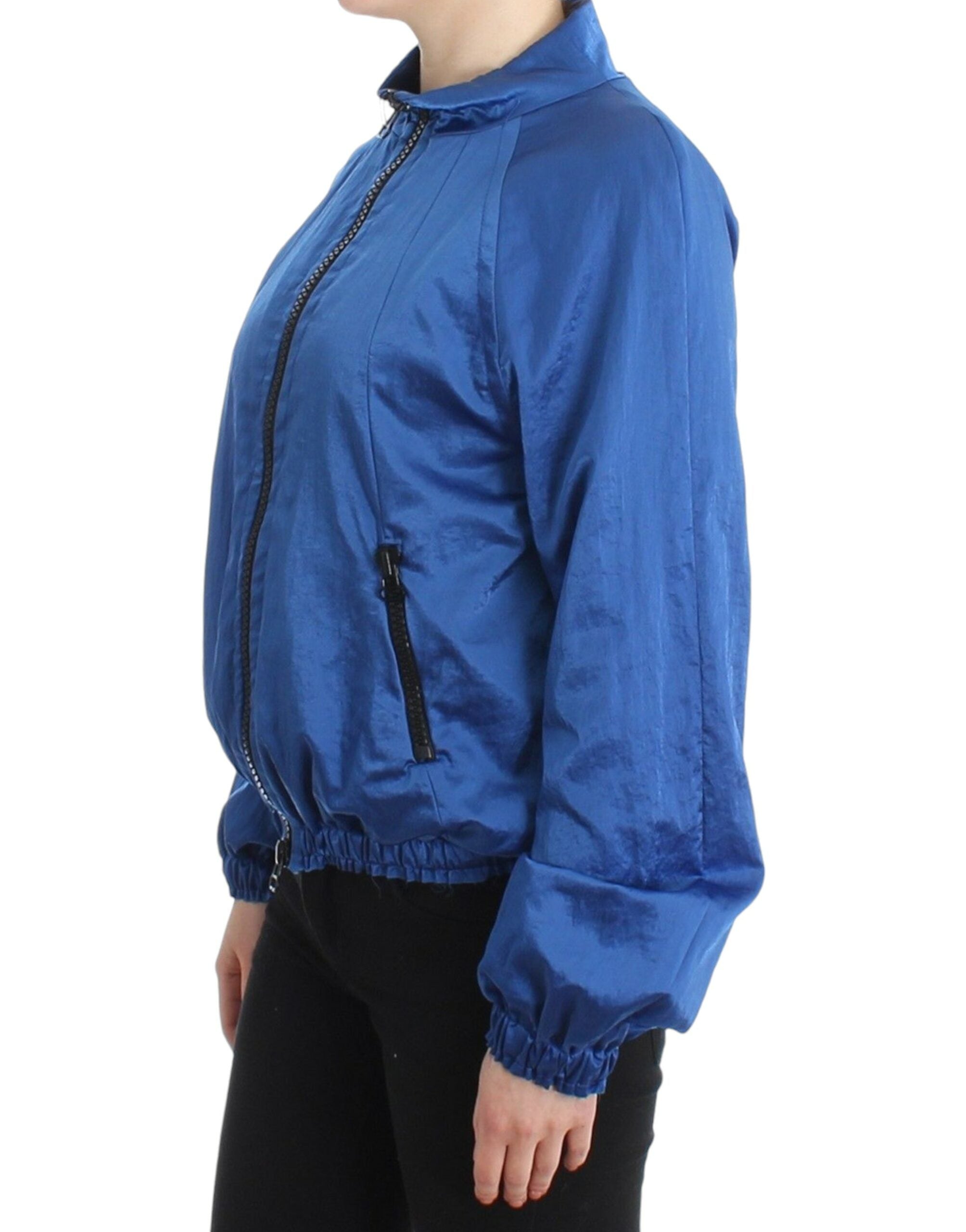Chic Blue Bomber Jacket for Elegant Outings