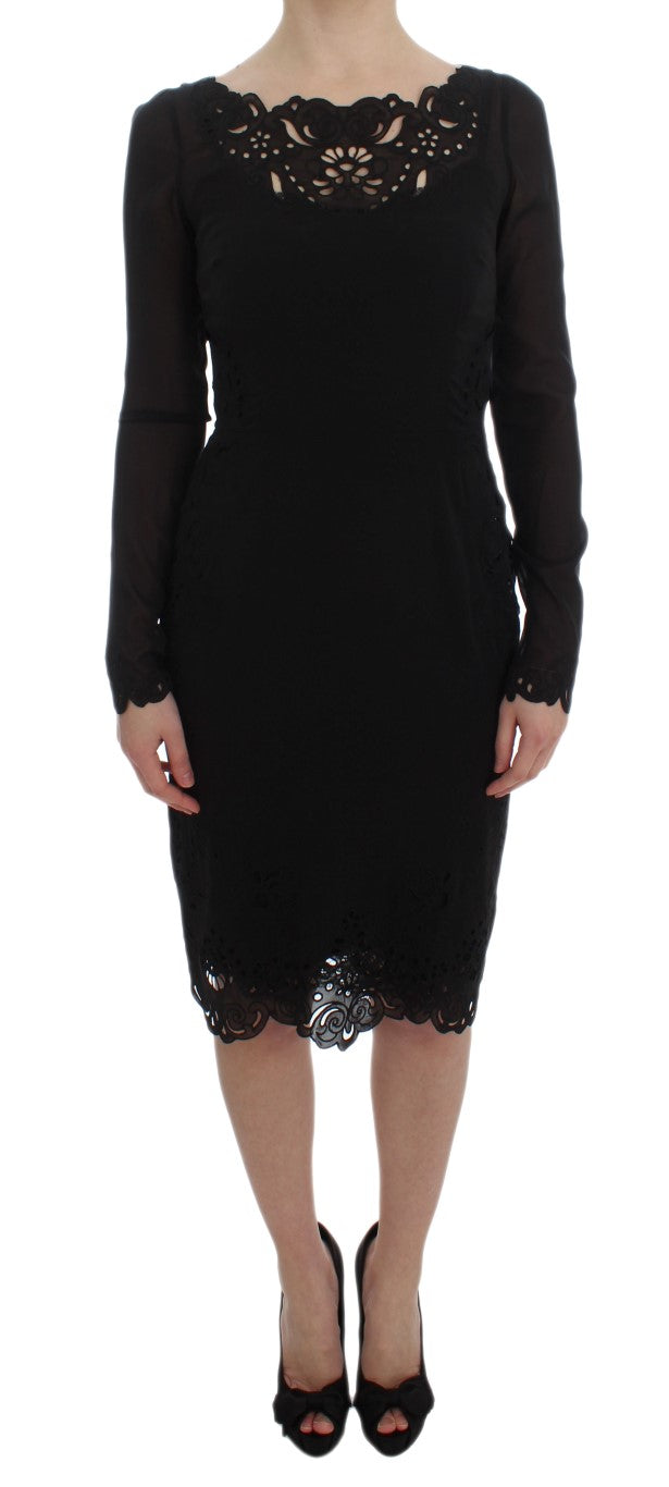 Buy Elegant Black Floral Lace Sheath Dress by Dolce & Gabbana