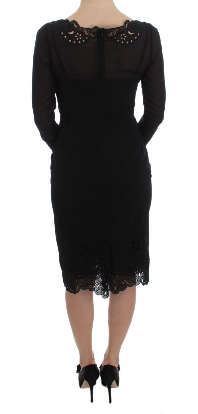 Buy Elegant Black Floral Lace Sheath Dress by Dolce & Gabbana