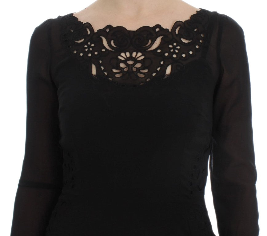 Buy Elegant Black Floral Lace Sheath Dress by Dolce & Gabbana