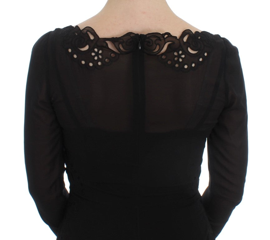 Buy Elegant Black Floral Lace Sheath Dress by Dolce & Gabbana