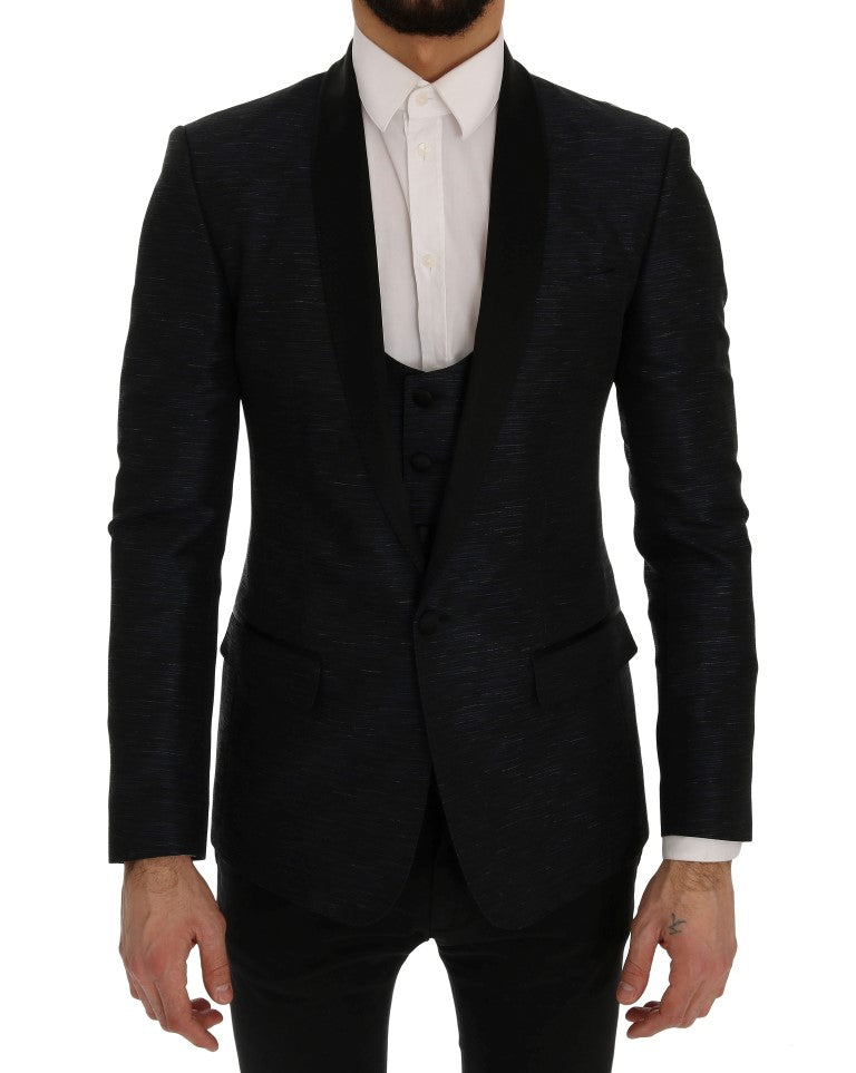 Elegant Blue & Black Slim Fit Suit Ensemble