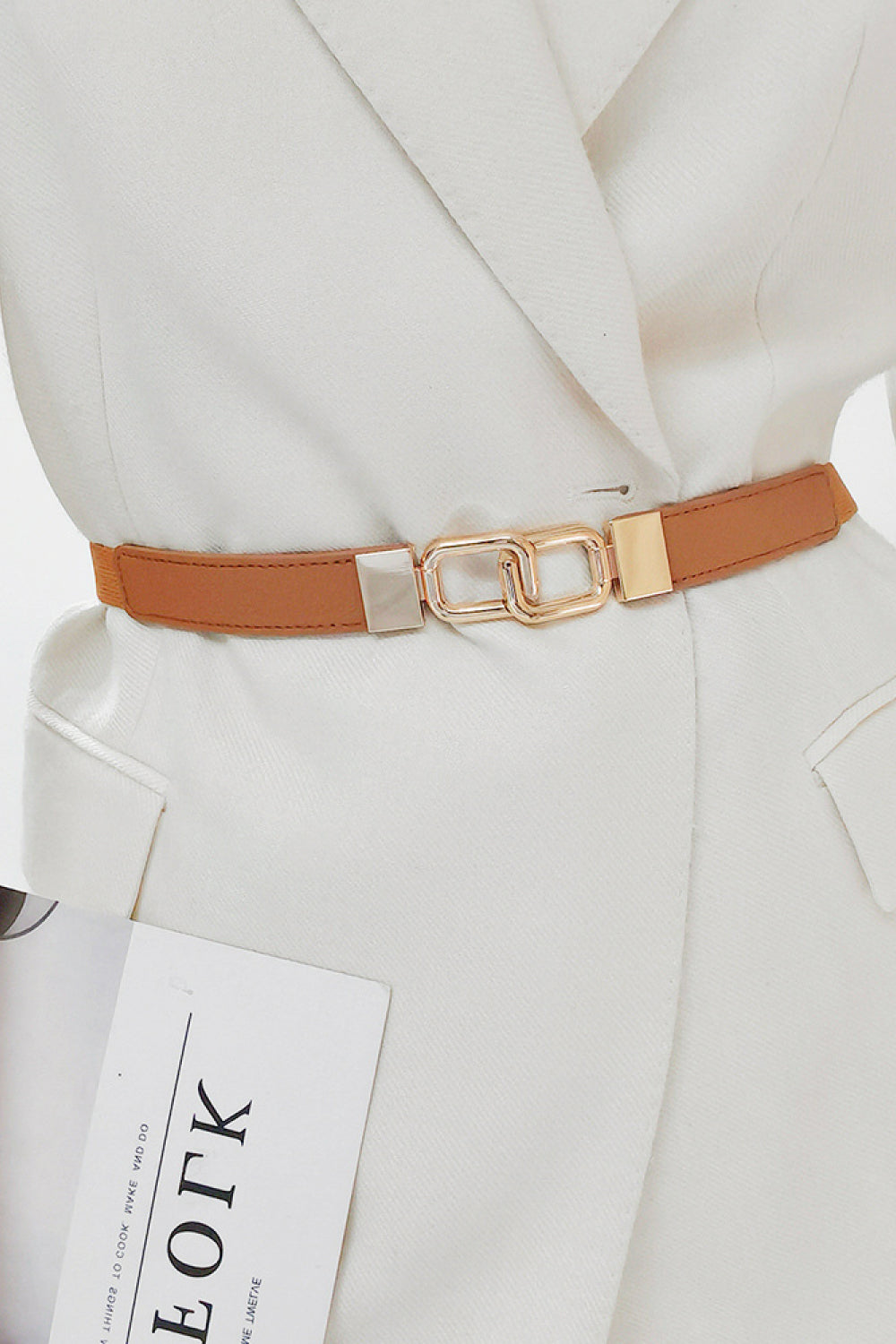 Buy Geometric Double Buckle Elastic Belt by Faz