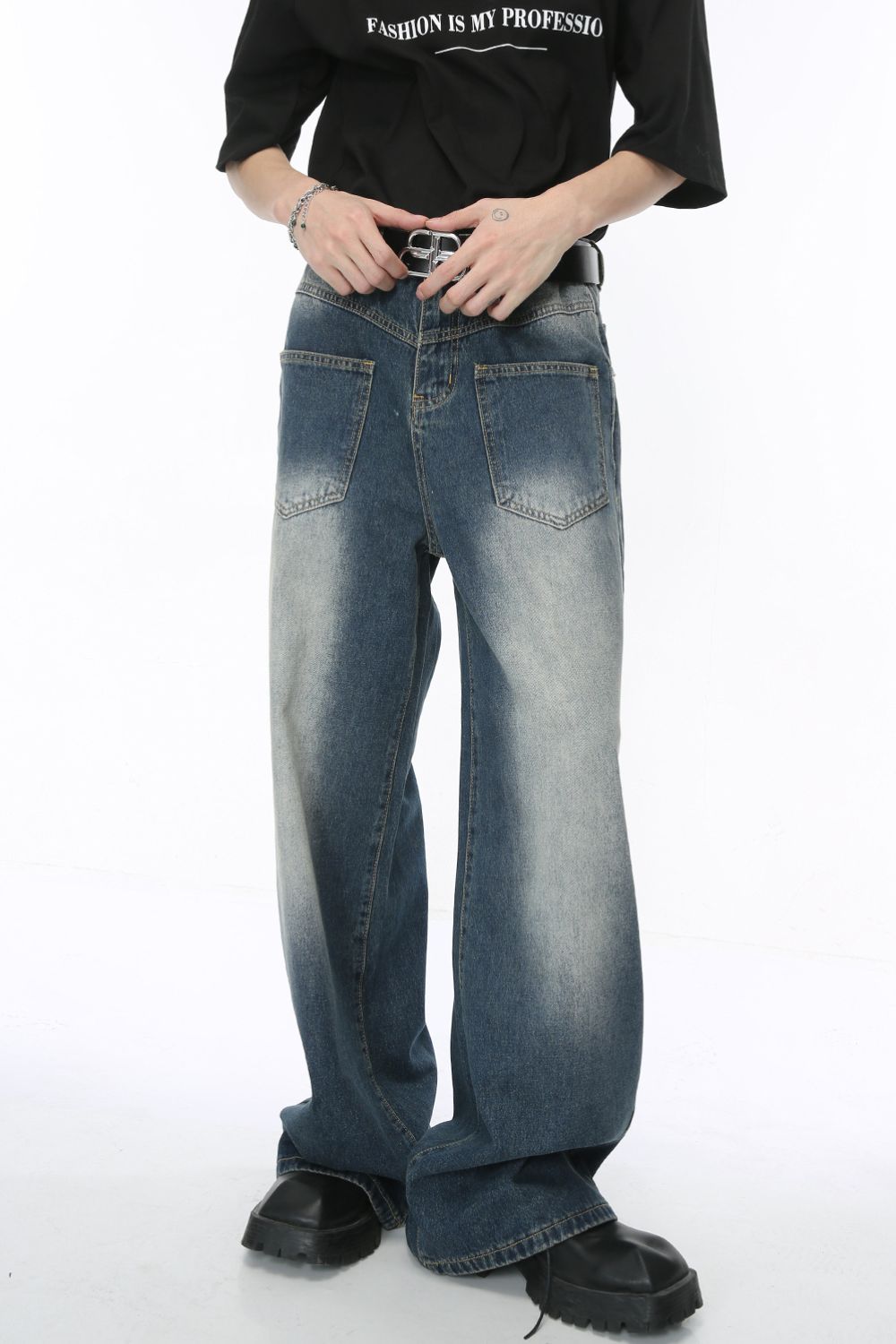 Buy Wide Leg Jeans with Pockets by Faz
