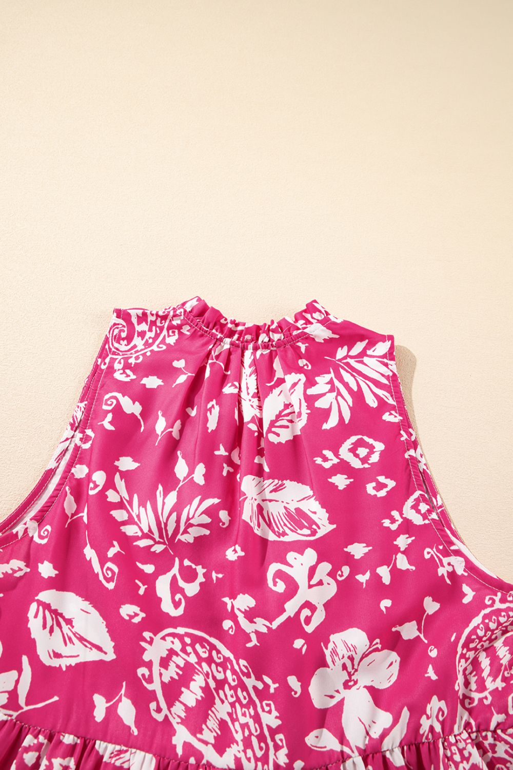 Buy Floral Sleeveless Tasseled Tie Neck Tiered Midi Dress by Faz