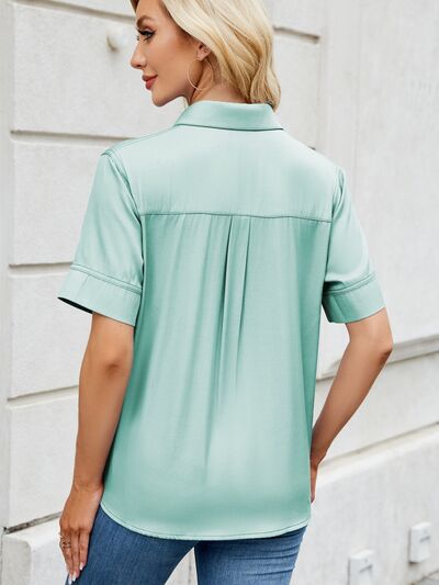 Buy Collared Neck Short Sleeve Shirt by Moni Wear