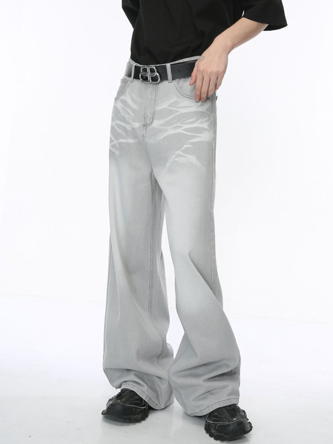 Buy Washed Cat Whisker Straight-Leg Jeans by Faz
