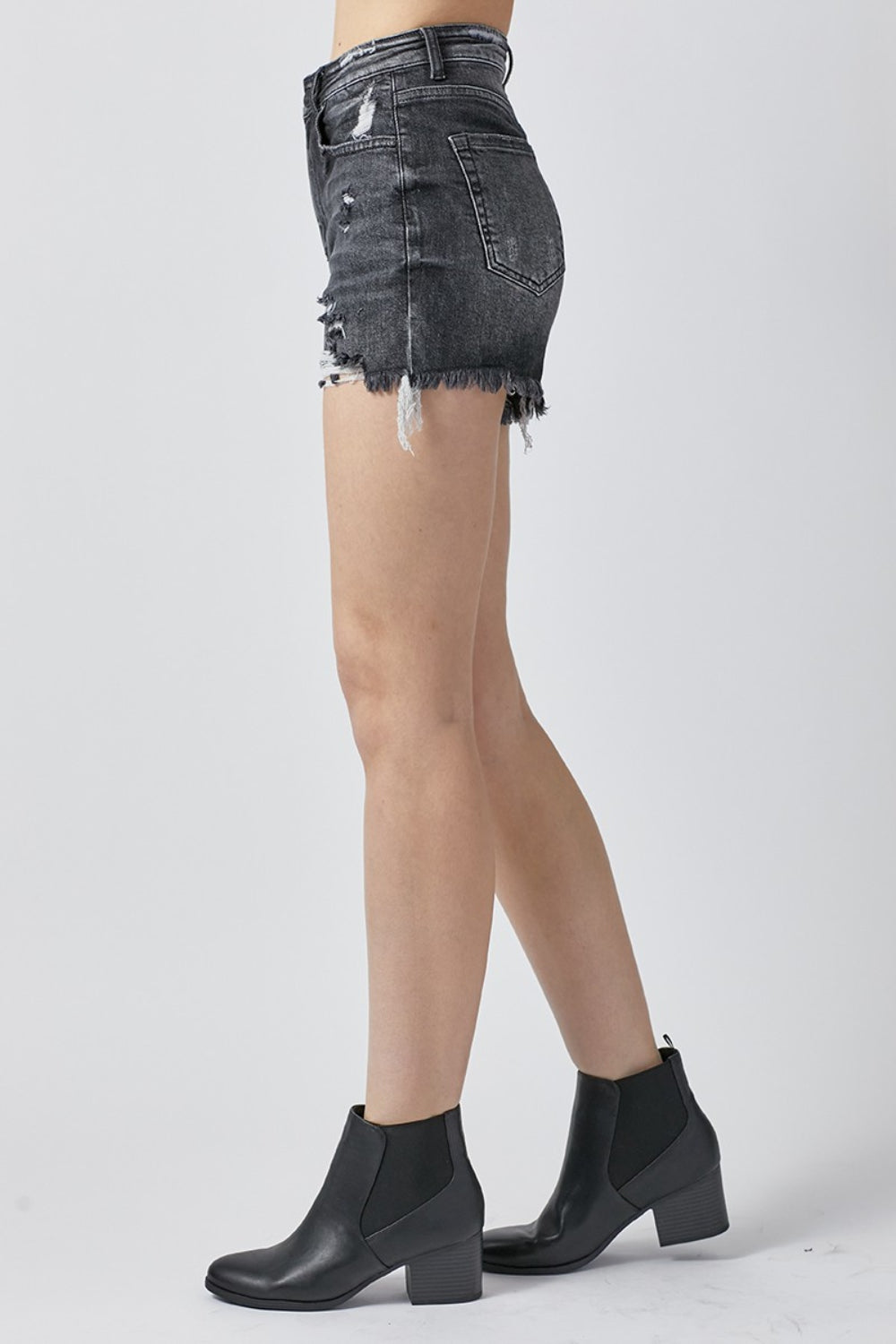 Buy Full Size High Rise Distressed Denim Shorts by Faz