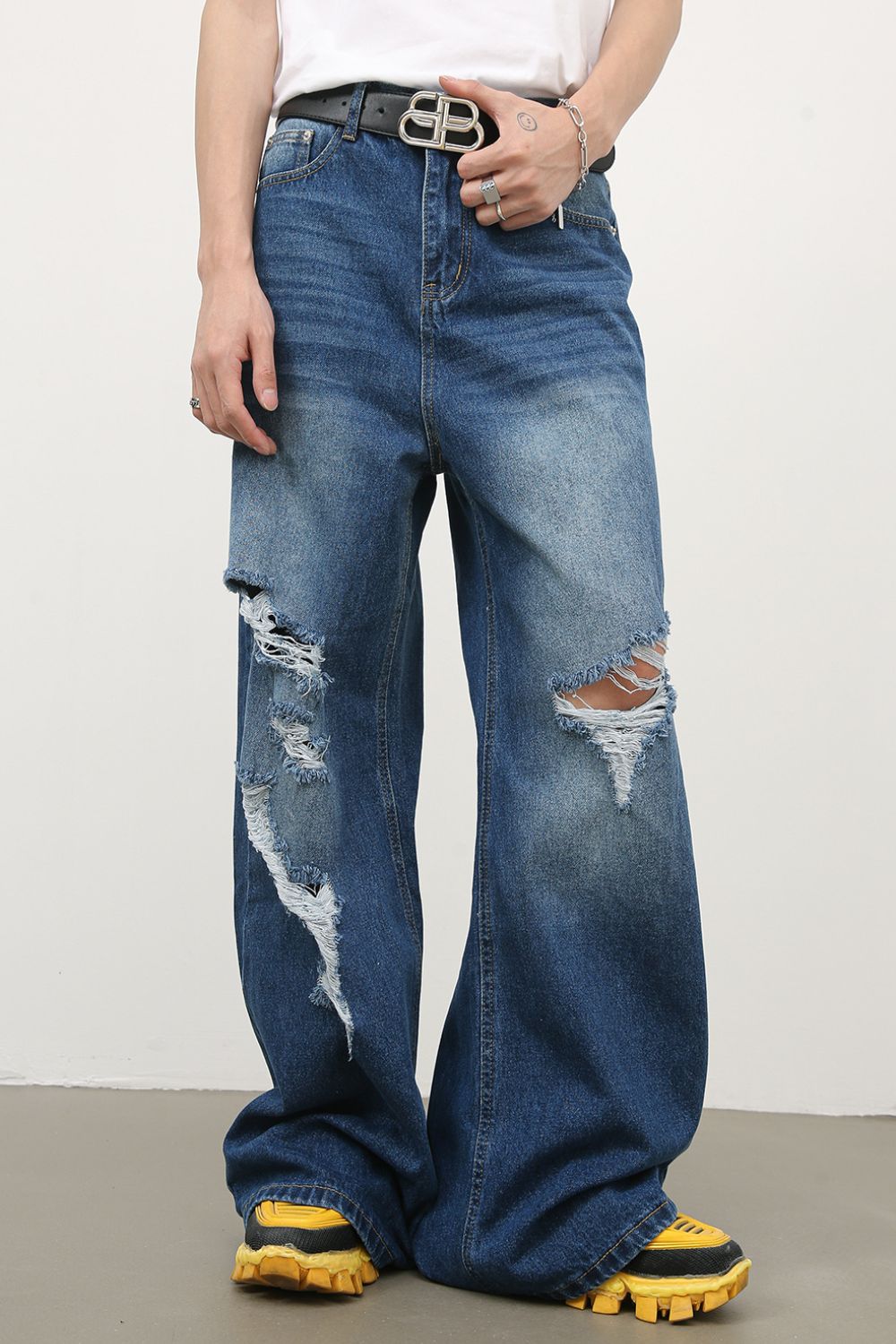Buy Men's Distressed Wide Leg Jeans by Faz