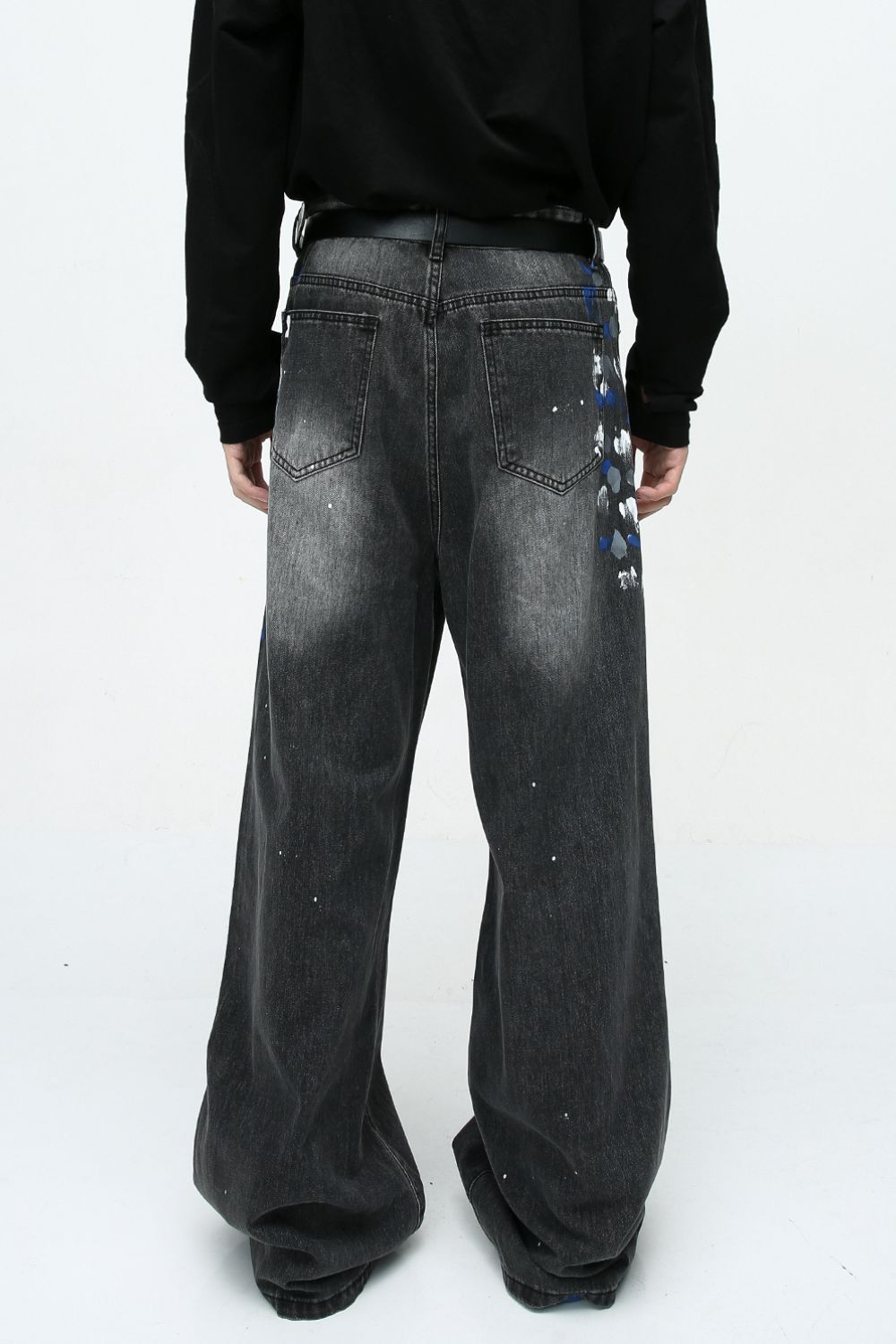 Buy Watercolor Wide Leg Jeans with Pockets by Faz