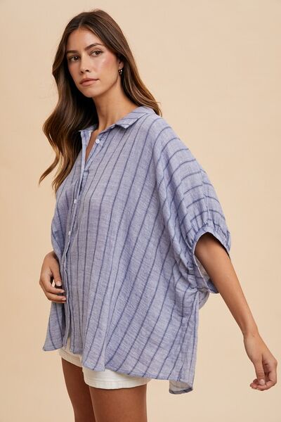 Striped Button Up Half Sleeve Shirt