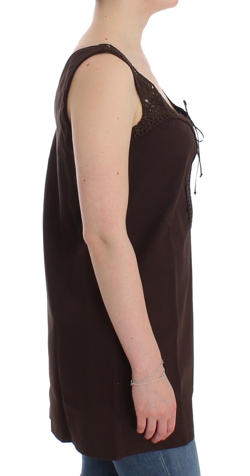 Buy Chic Brown Tunic Cotton Dress Top by Ermanno Scervino