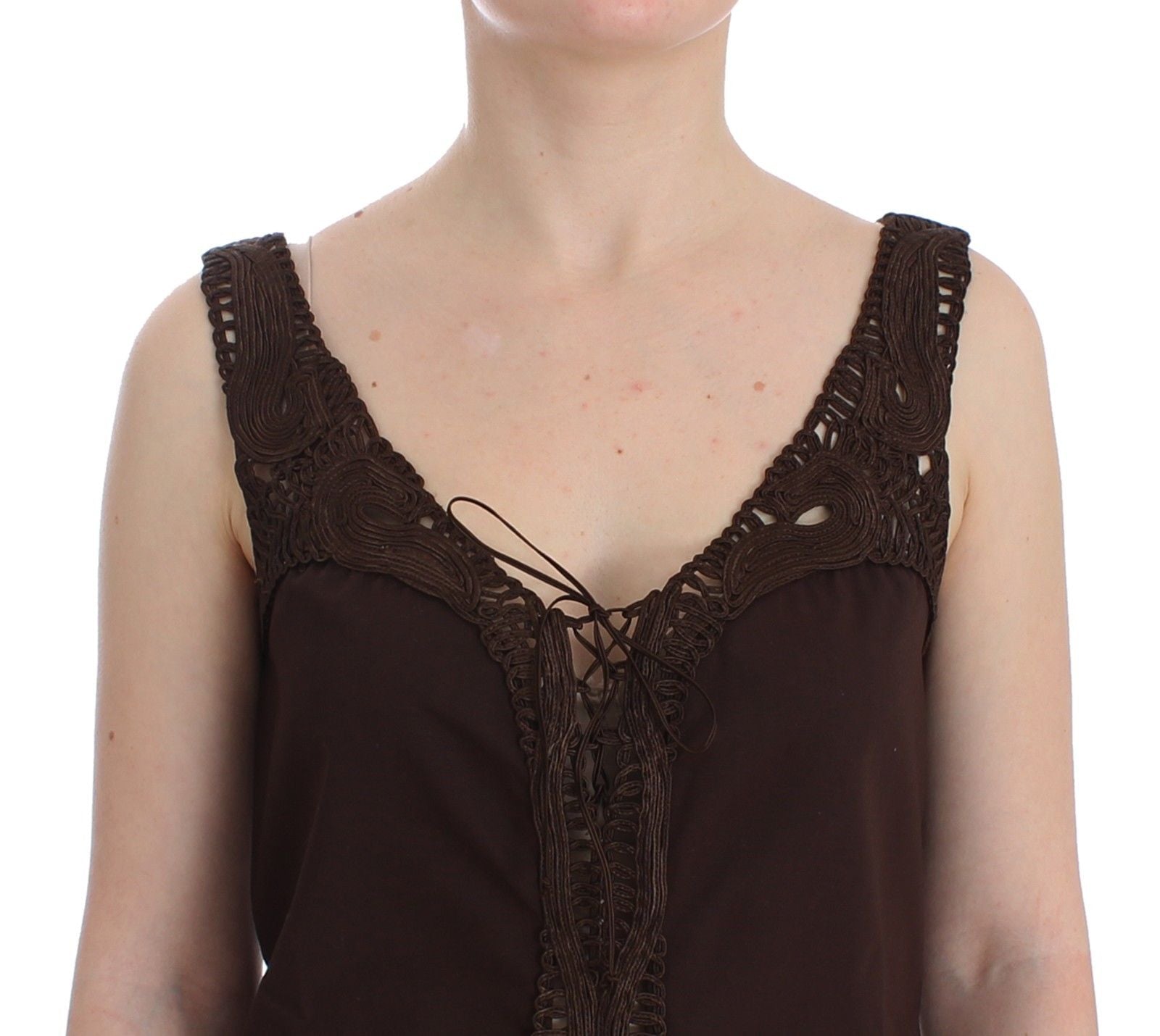 Buy Chic Brown Tunic Cotton Dress Top by Ermanno Scervino