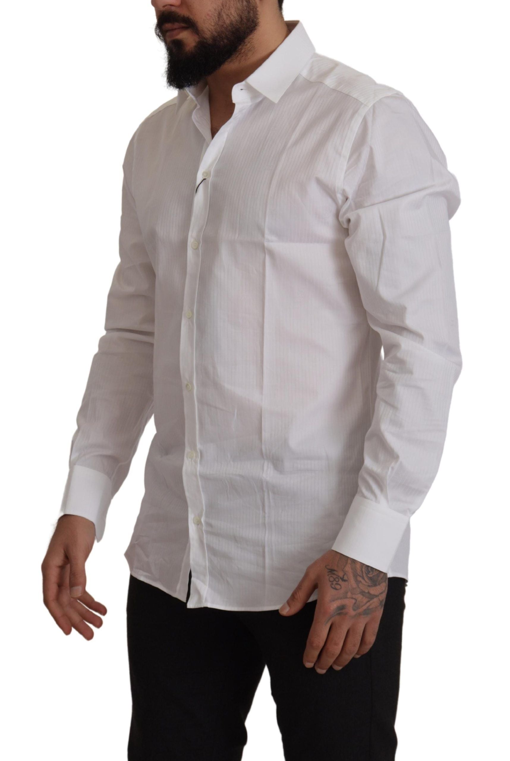 Elegant White Cotton Dress Shirt