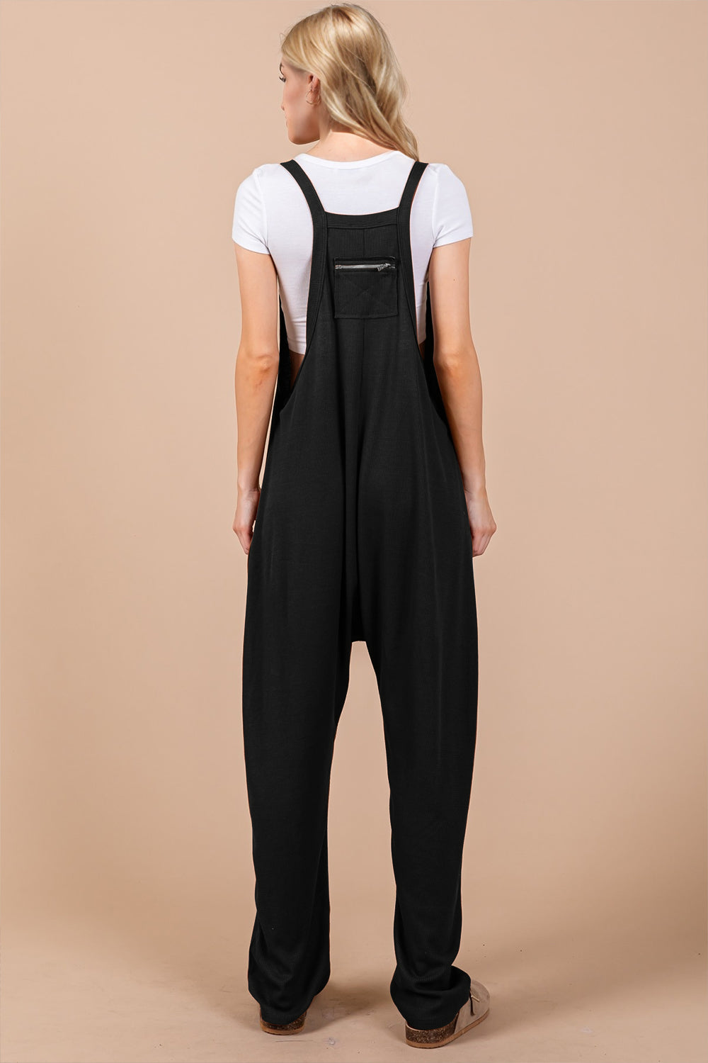 Buy Full Size V-Neck Wide Strap Overalls with Pockets by Faz