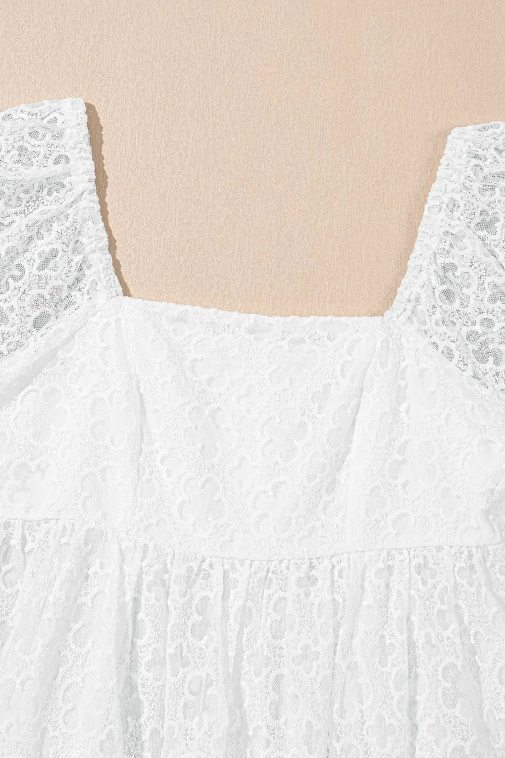 Buy Lace Puff Sleeve Empire Waist Mini Dress by Faz