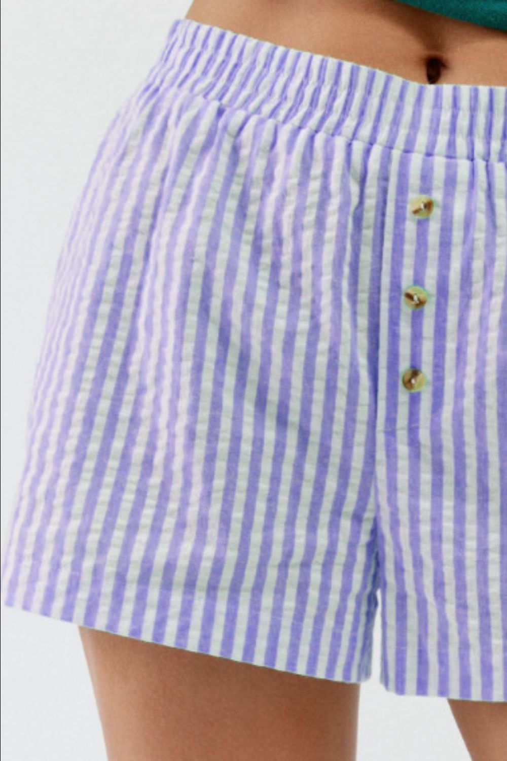 Buy Striped Elastic Waist Shorts by Faz