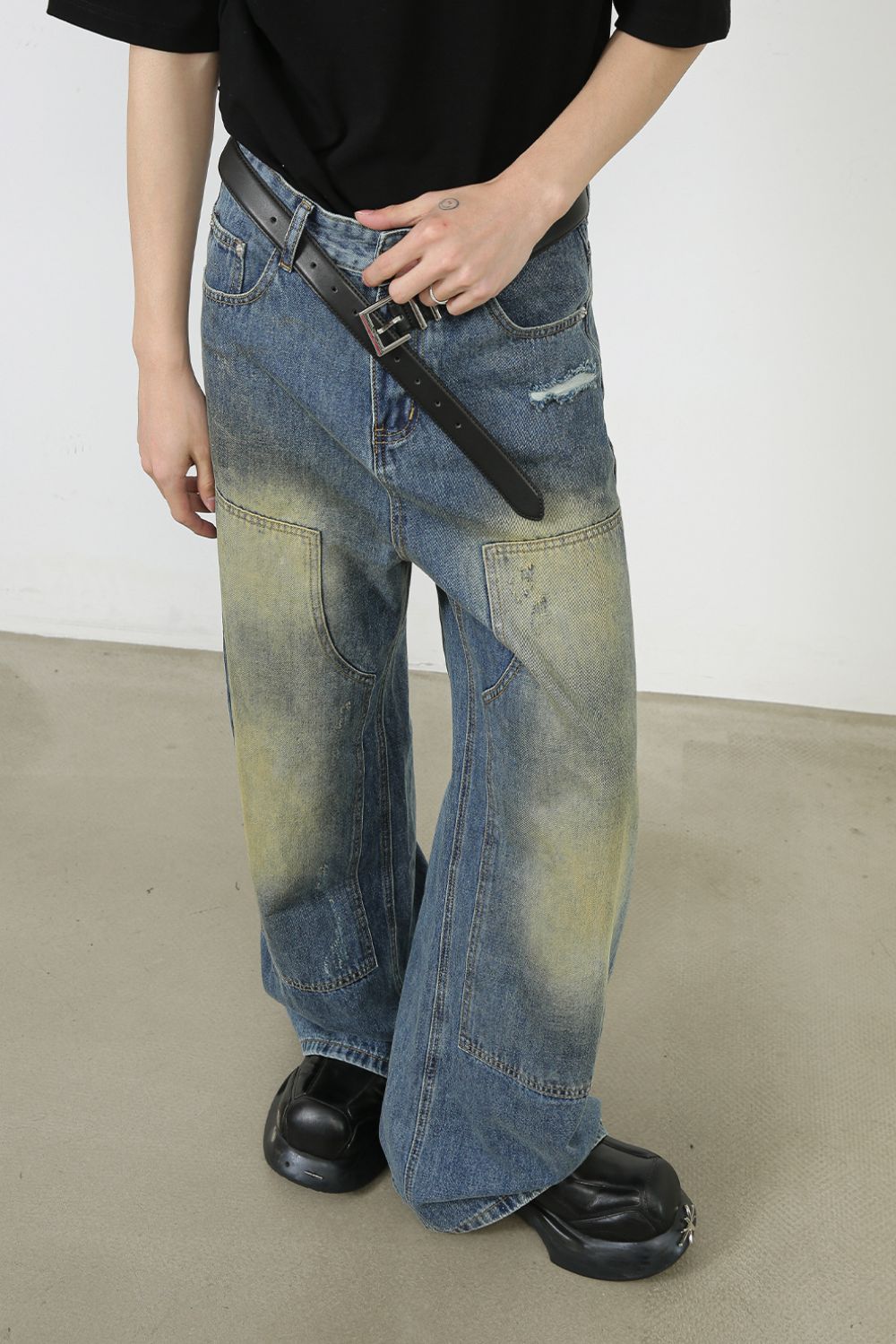 Buy Men's Washed Wide Leg Jeans by Faz