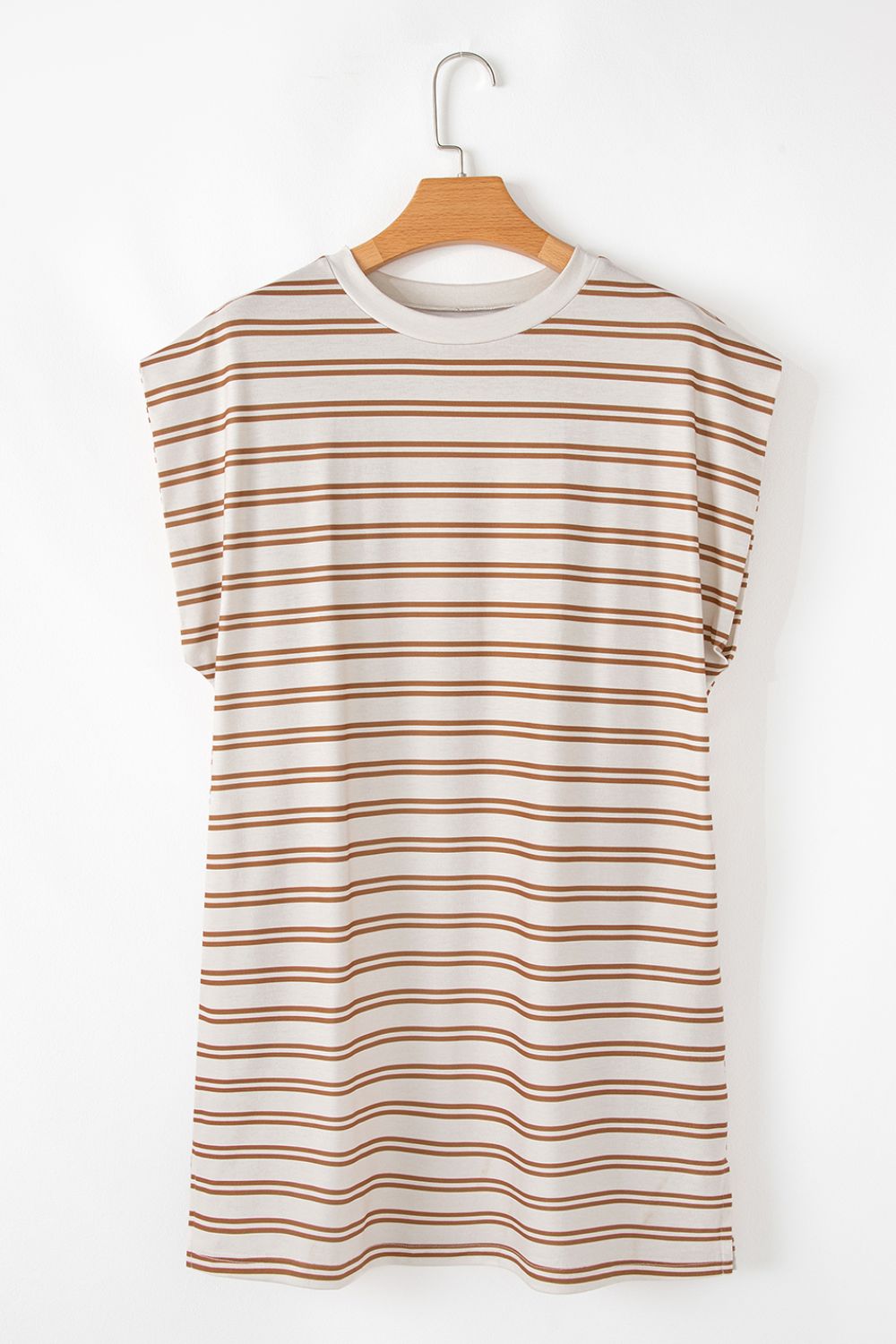 Buy Stripe Round Neck Sleeveless Pocketed Mini Dress by Faz