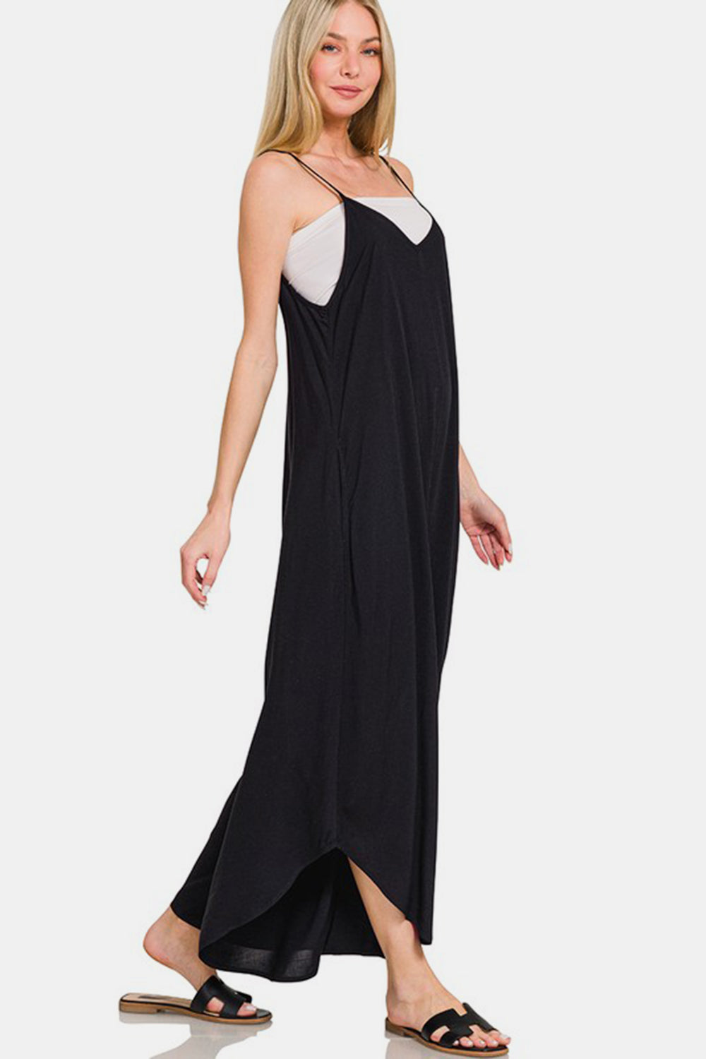 Buy Spaghetti Strap Wide Leg Overalls with Pockets by Faz