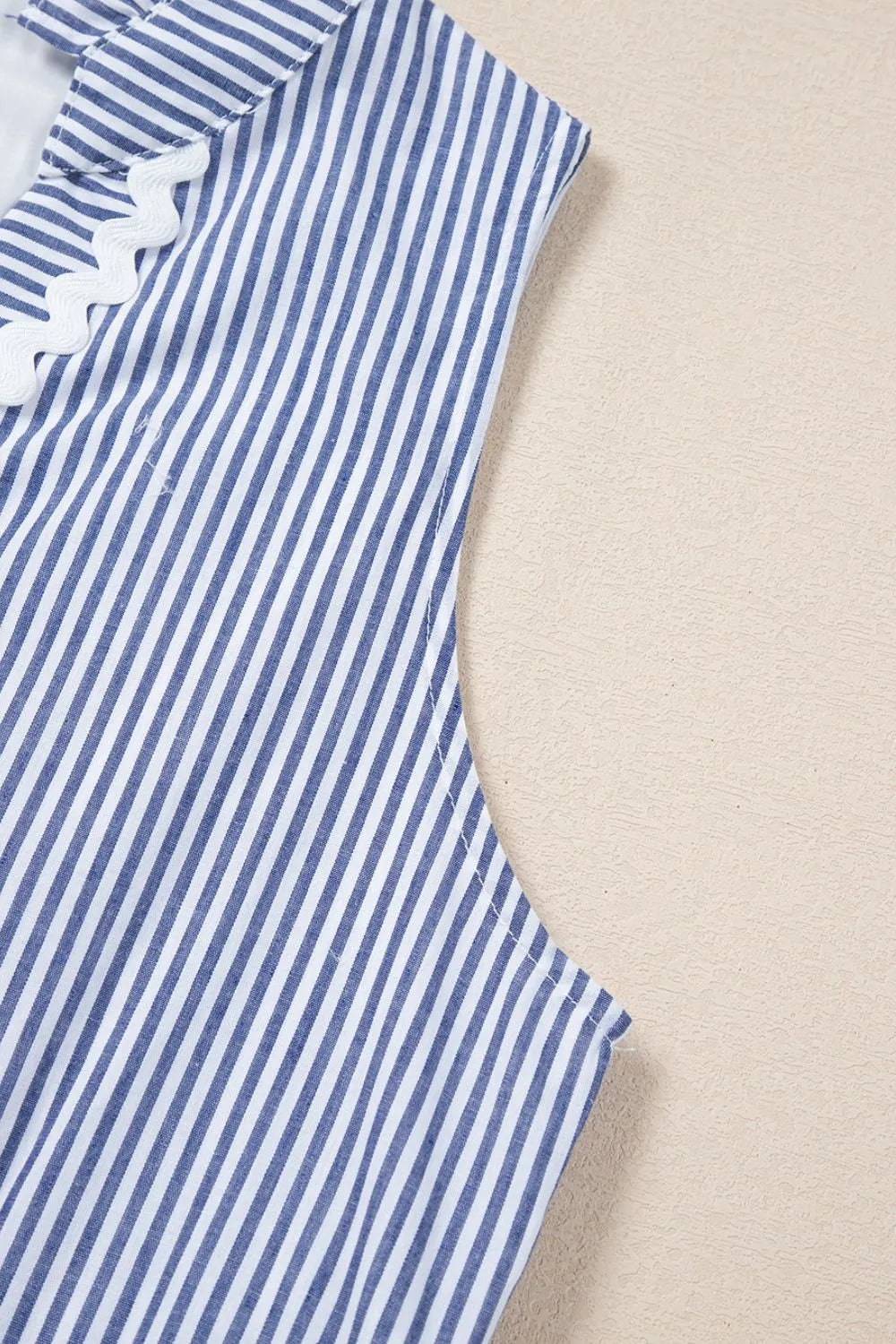 Buy Stripe Sleeveless Notched Ric Rac Mini Dress by Faz