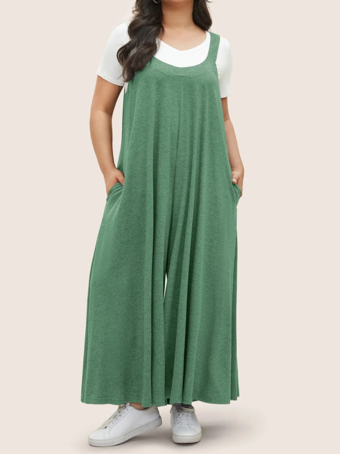 Buy Full Size Pocketed Wide Leg Overalls by Faz