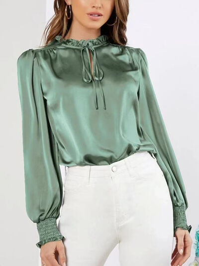 Buy Frill Tied Lantern Sleeve Blouse by T@N