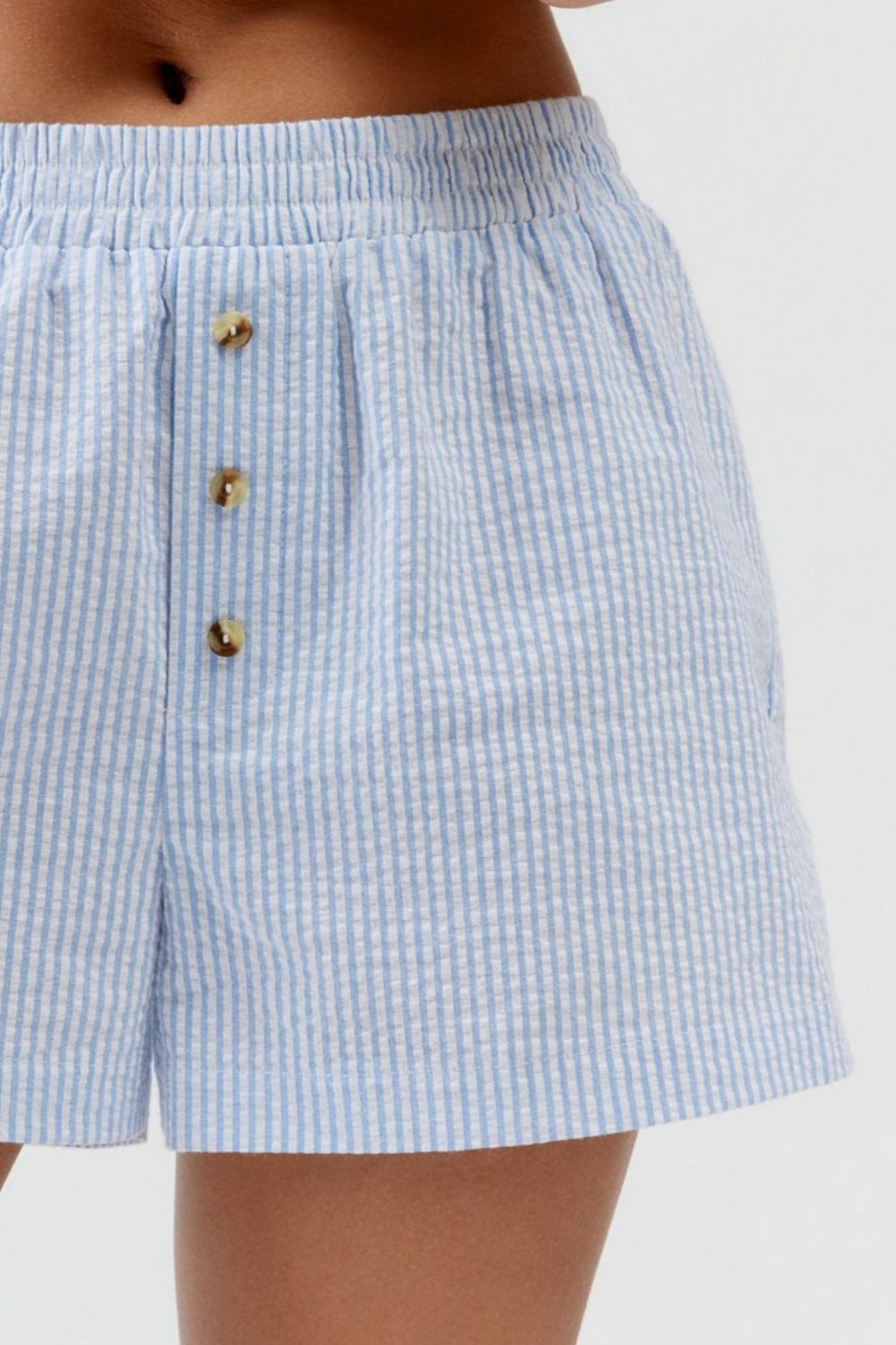 Buy Striped Elastic Waist Shorts by Faz