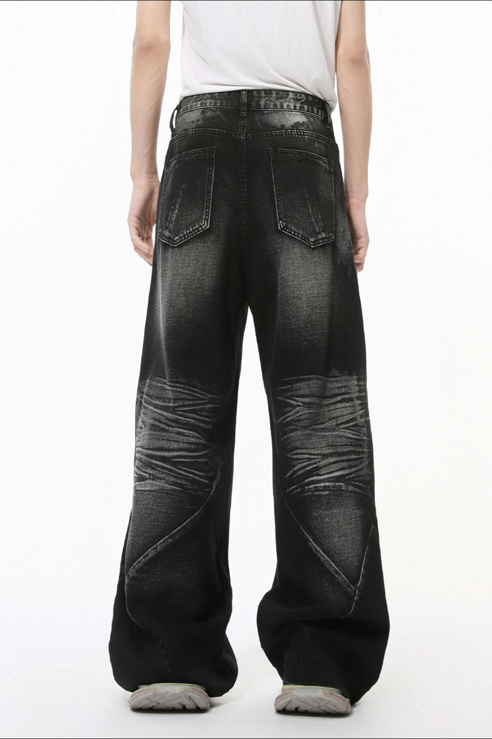 Buy Washed Cat Whisker Straight Leg Jeans by Faz