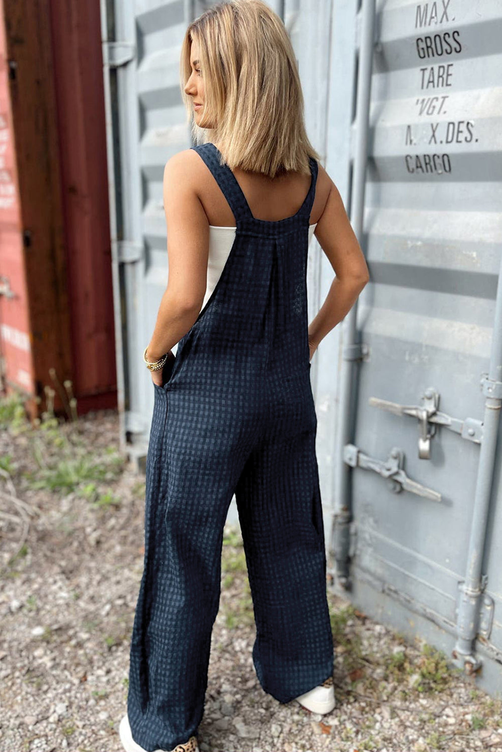 Buy Plaid Wide Strap Wide Leg Overalls by Faz