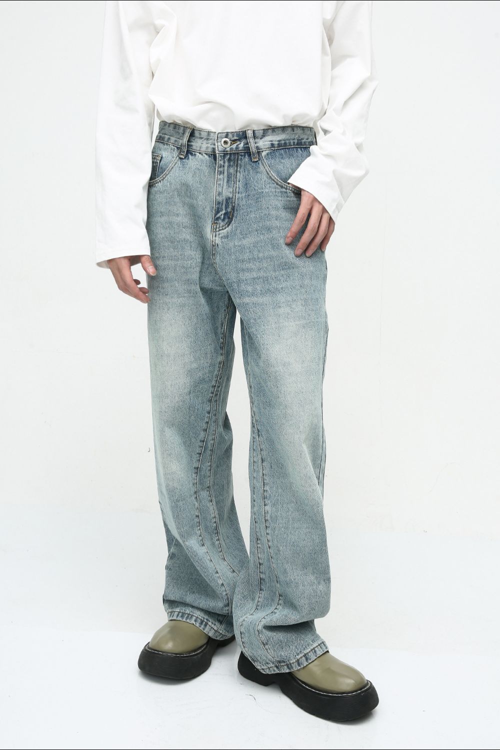 Buy Mid Rise Jeans with Pockets by Faz