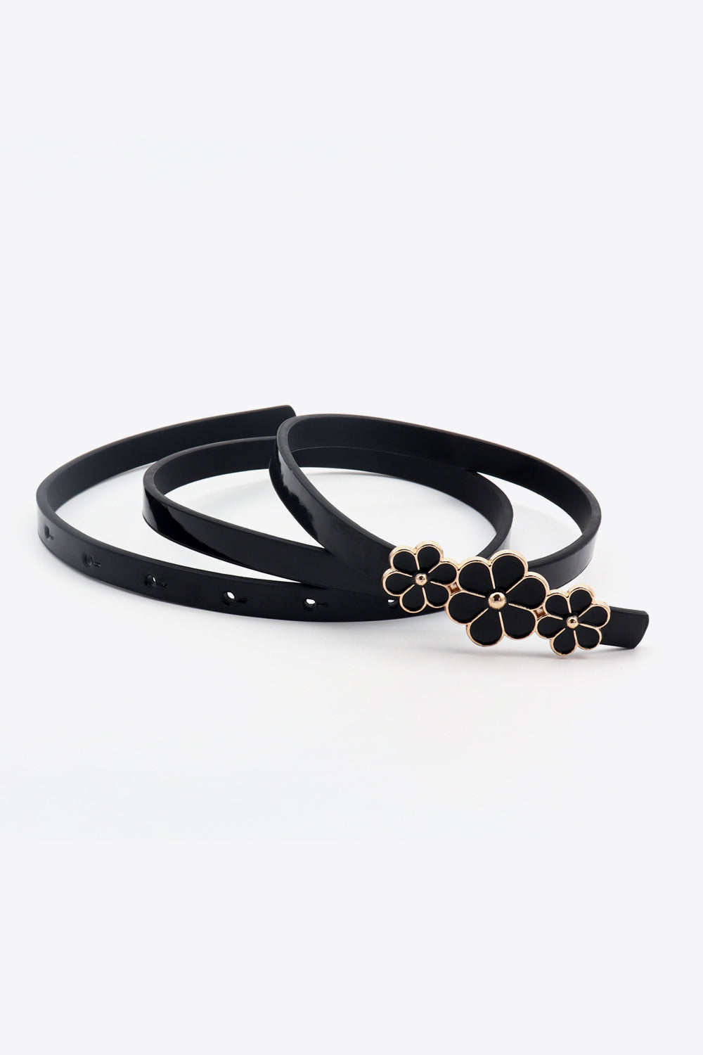 Buy Flower Decor Skinny PU Belt by Faz