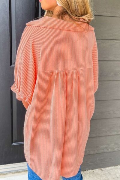 Buy Corded Half Sleeve Button Up High Low Shirt by SYNZ