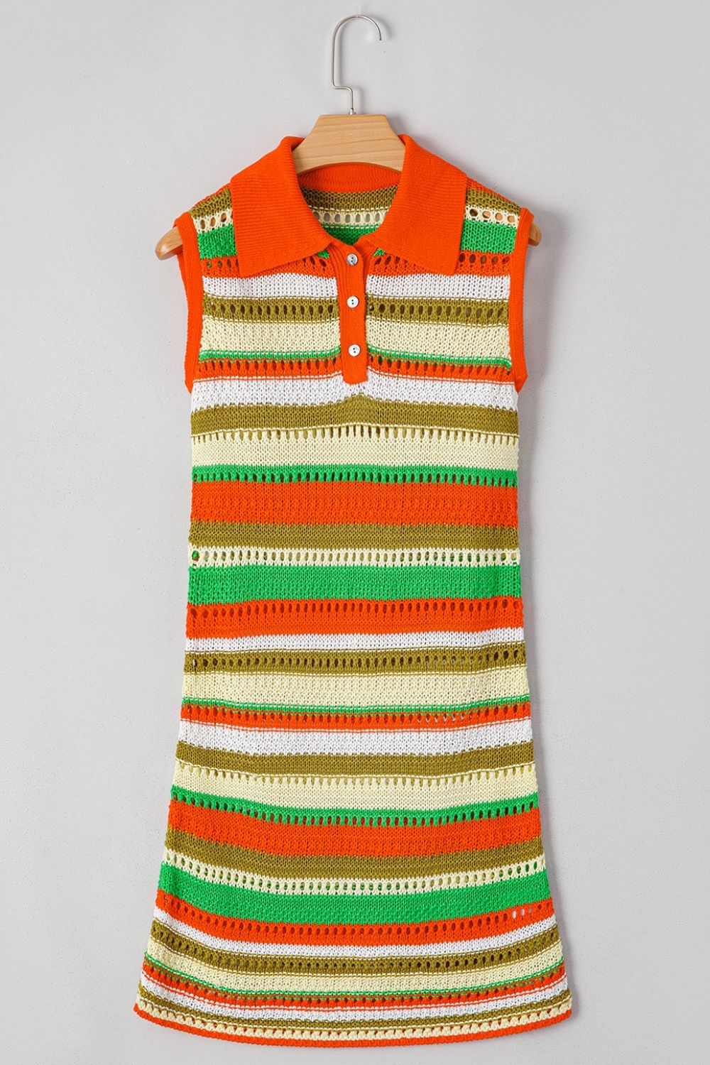 Buy Openwork Stripe Sleeveless Sweater Dress by Faz