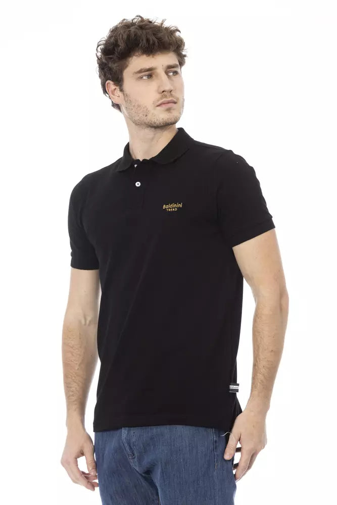 Black Cotton Men Polo