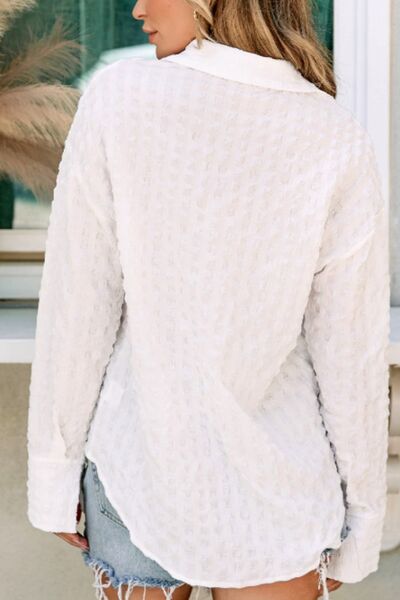 Buy Texture Collared Neck Long Sleeve Shirt by SYNZ