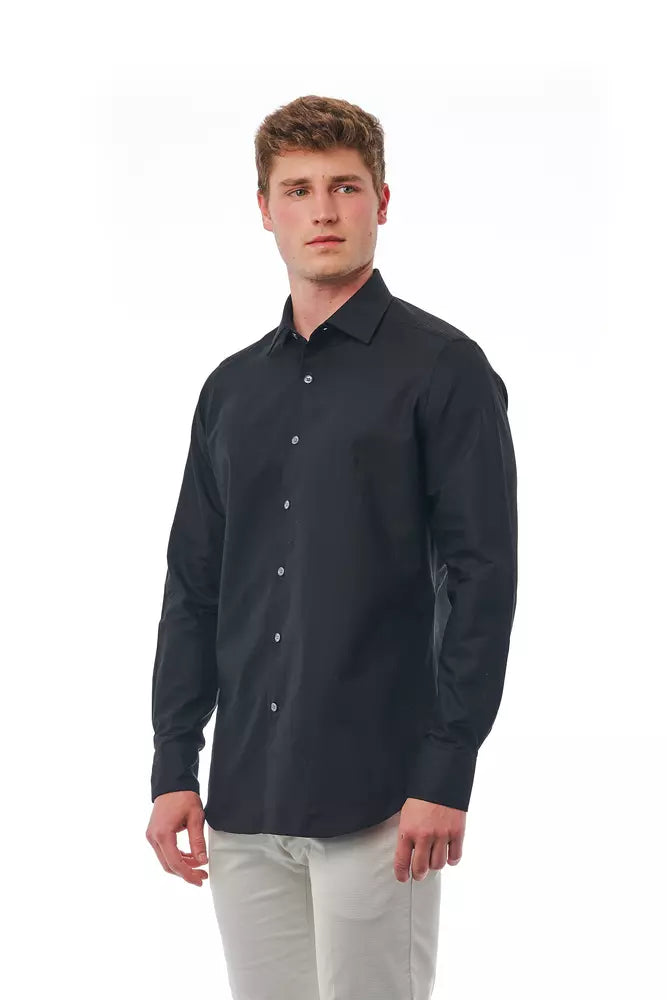 Black Cotton Men Shirt