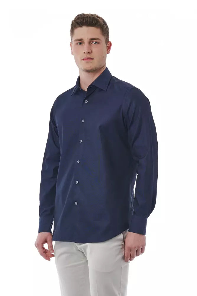 Blue Cotton Men Shirt