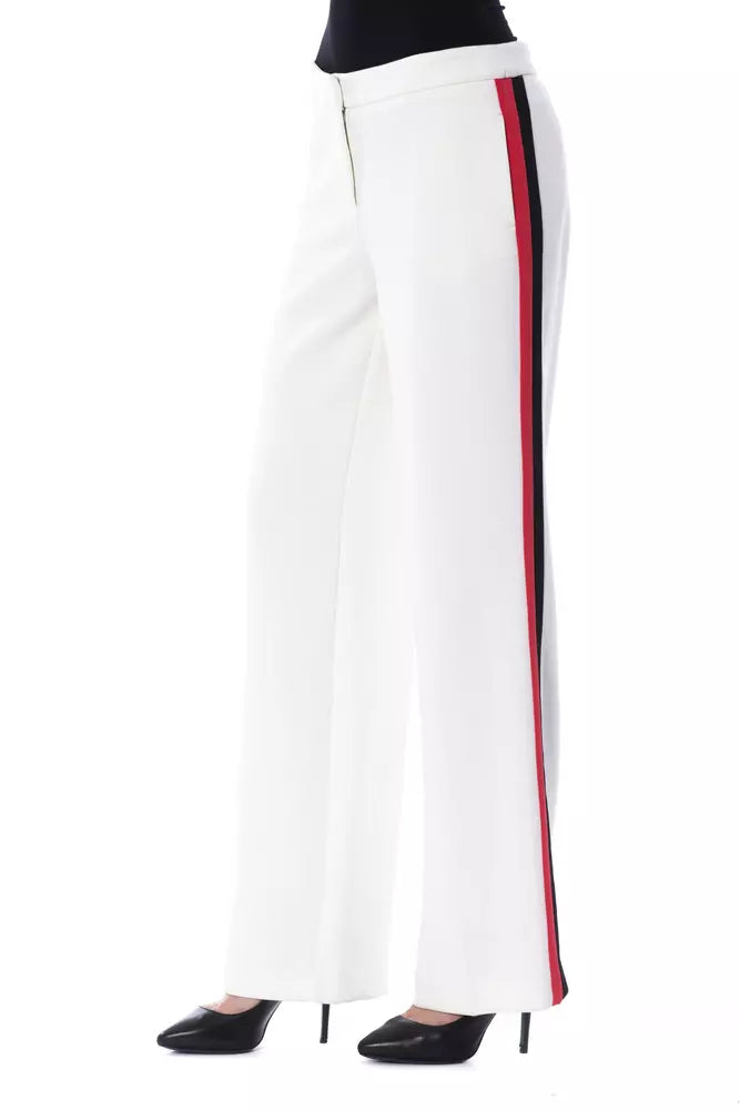 White Polyester Women Pant