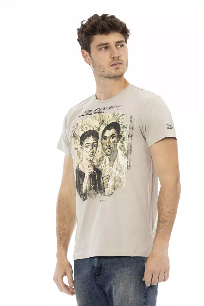 Beige Cotton Men T-Shirt