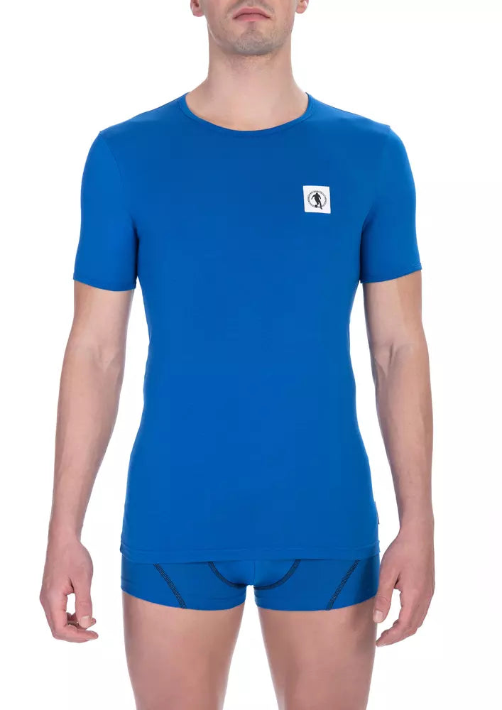 Blue Cotton Men T-Shirt