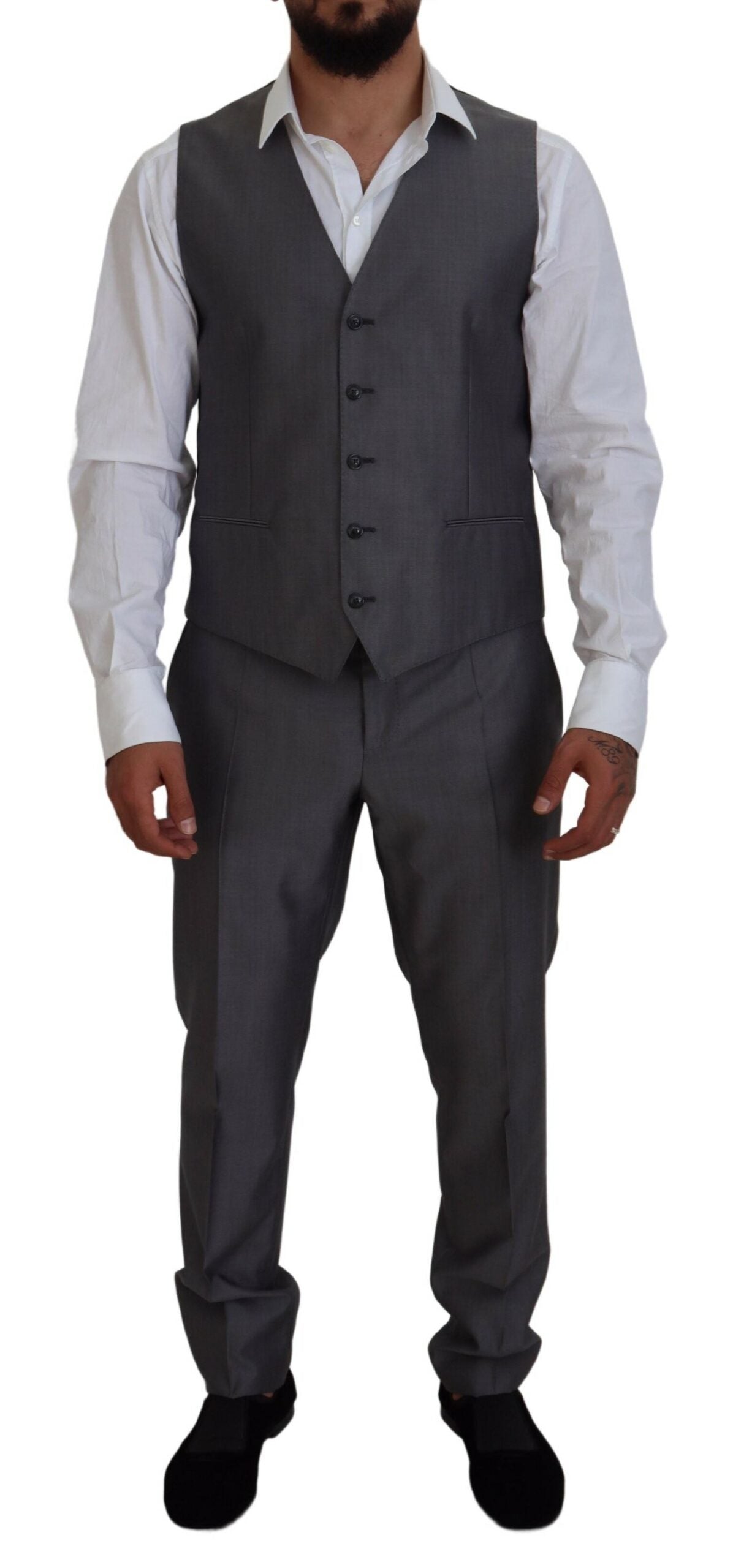 Elegant Gray Silver Sicilia Suit Ensemble