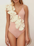 Buy Contrast Flower Spaghetti Strap One-Piece Swimwear by Faz