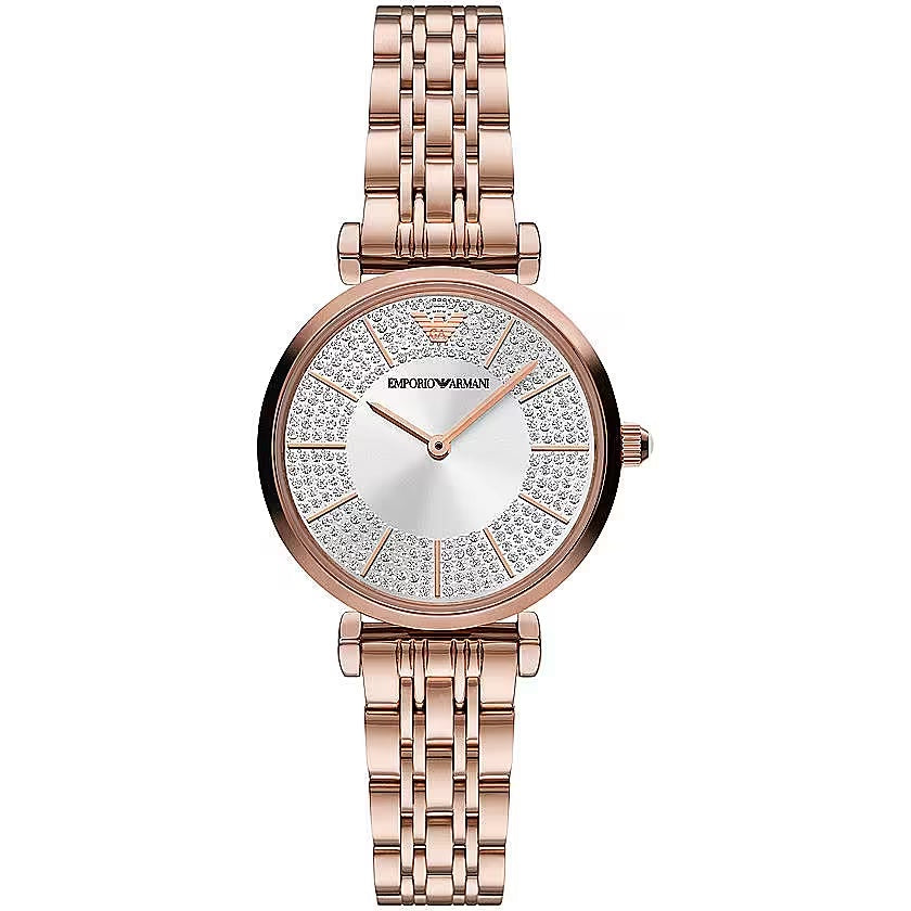 Elegant Pink Bronze Timepiece with Crystals