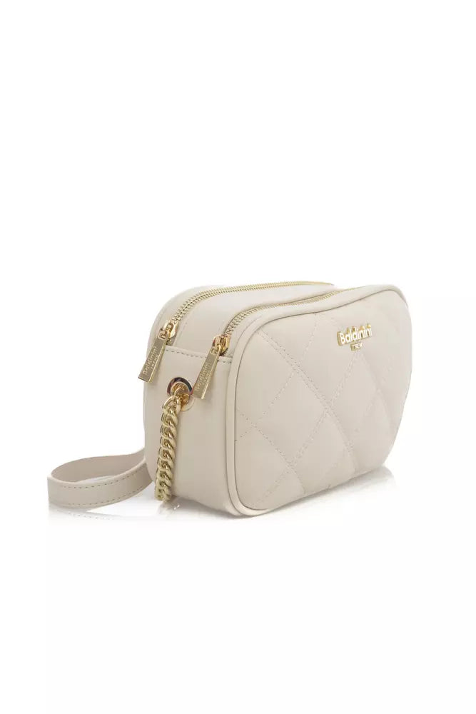 Beige Polyethylene Women Shoulder Bag