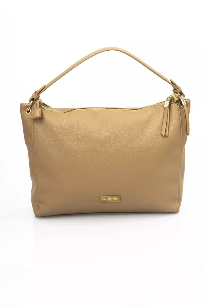 Beige Polyethylene Women Shoulder Bag